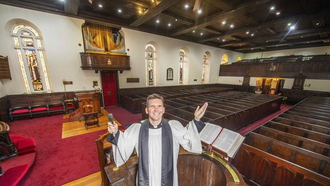 Vicar Matt Williams from St James Old Church delivered his Easter service online this morning.Picture: Rob Leeson.