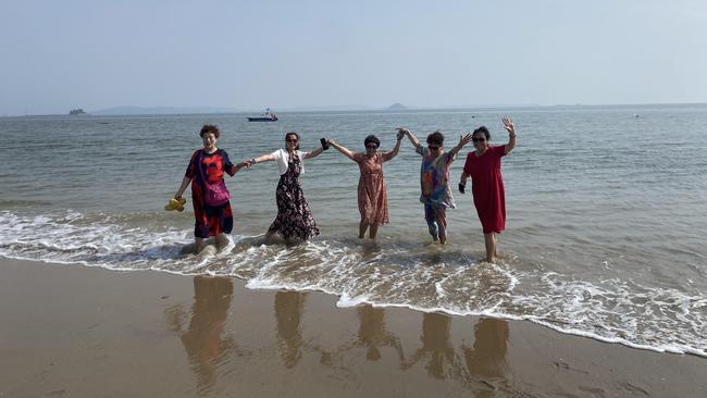 A tour group from Jiangsu, a province just north of Shanghai, with Kinmen islands in background. Picture: Will Glasgow