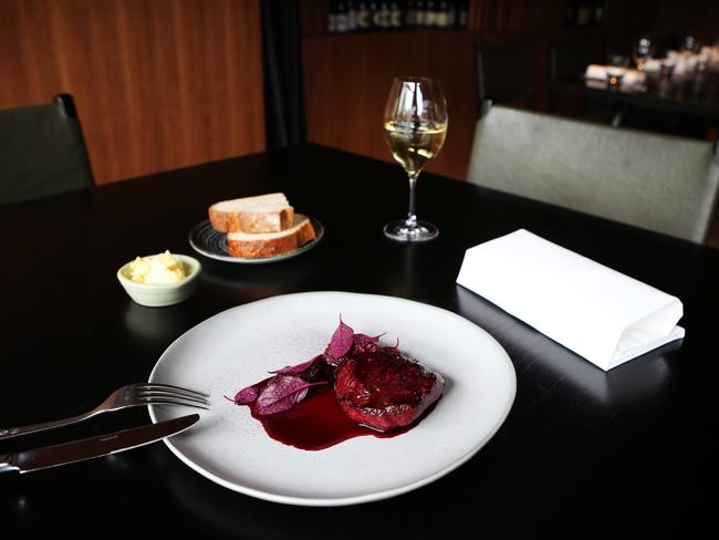 Seared wallaby with sticky beetroot and sharp red cabbage. Picture: Rebecca Michael