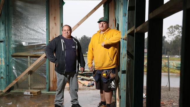 Thousands of tradies like Victor and Andrew Angioni will secure work in Leppington stage two and five. Picture: Richard Dobson