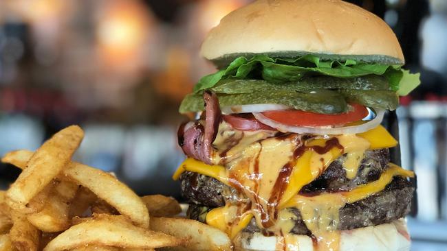 The Loose Moose double cowboy burger — yeehaw!