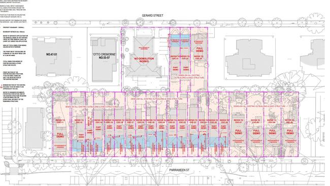 A site plan outlining which homes the certificates apply to.