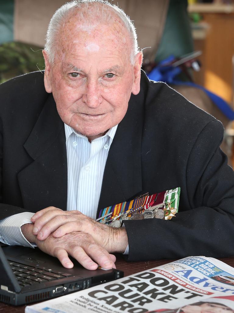 Bob Thompson, a letter writer to the Addy, a war veteran and pensioner, got a letter from Geelong councillor Bruce Harwood threatening him with legal action. Picture: Glenn Ferguson