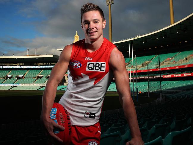 The Sydney Swans 19 year old rookie Ben Ronke at the SCG. In only his 3rd game he kicked 7 goals last Friday night against the Hawks and today was named the Rising Star for the round. Picture. Phil Hillyard