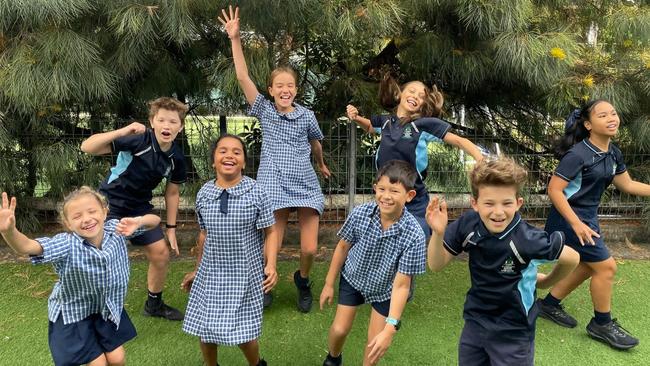 St Finbarr's students celebrate their stellar performance in NAPLAN. Picture: St Finbarr’s