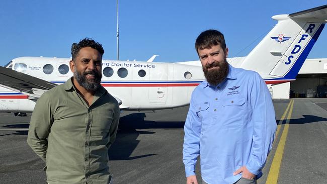 NRL Legend Preston Campbell and RFDS Mental Health clinical lead Dr Tim Driscoll.