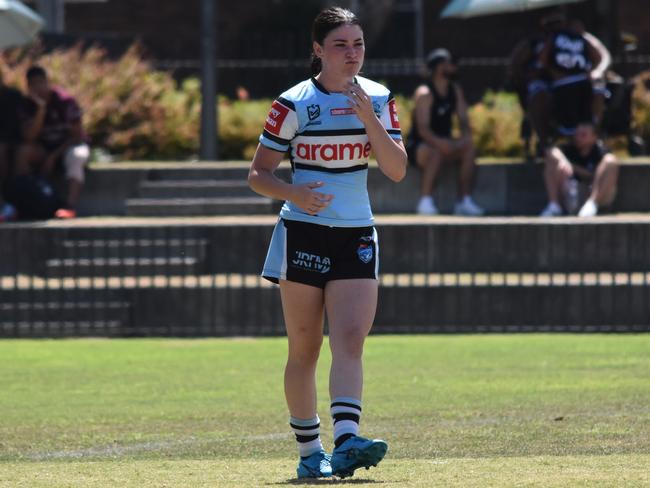 Cronulla’s hat-trick hero, Tia Jordyn Vasilovski. Picture: Sean Teuma