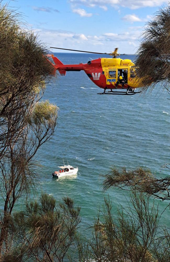 Rescue of swimmer, 21, from Dodges Ferry near Carlton Beach after becoming stranded. Picture: Tasmania Police