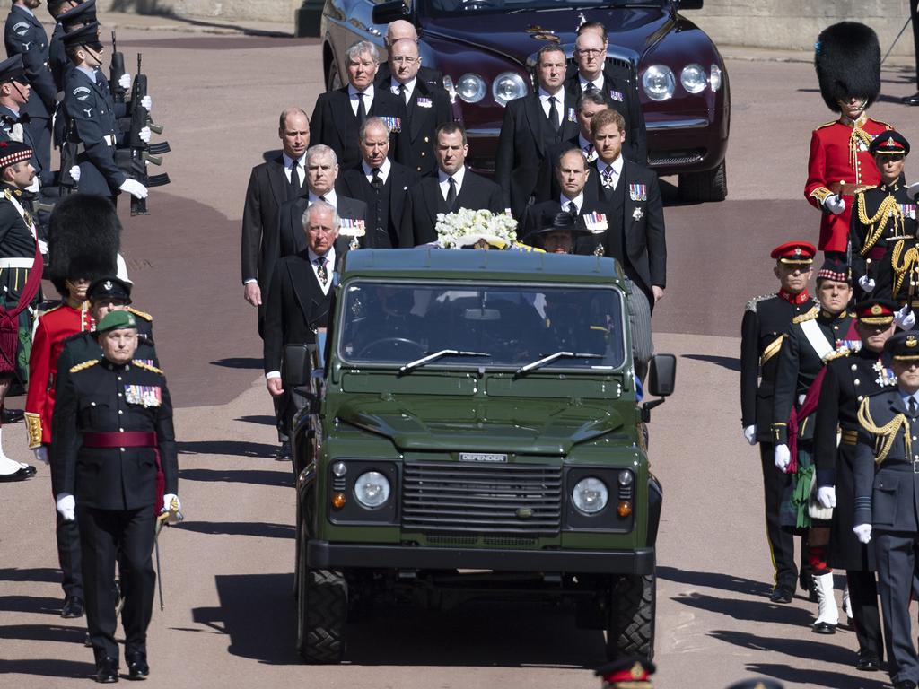 The funeral procession for Prince Philip. Picture: Eddie Mulholland-WPA Pool/Getty Images