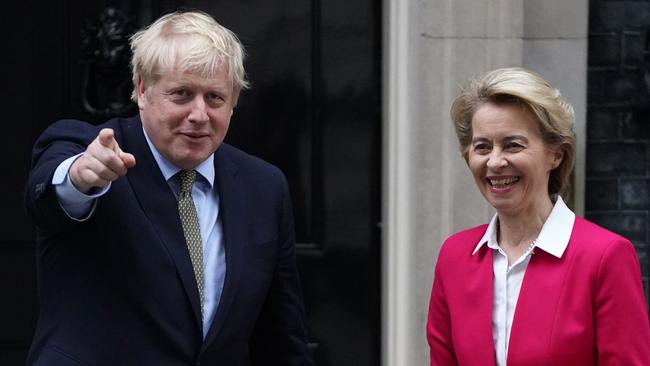 British Prime Minister Boris Johnson meets EU Commission President Ursula von der Leyen at 10 Downing Street last January. Picture: Getty Images