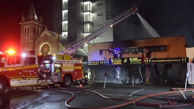 Fire destroys Amigo's Bar and Grill in Margaret St. Firefighters saved adjoining buildings. June 14 2017