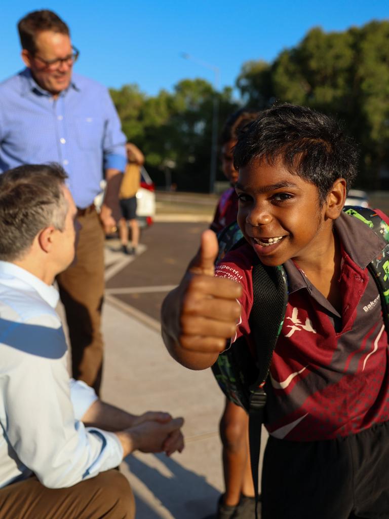 Education Minister Jason Clare, seen here visiting students, encouraged more teachers and eligible students to "have a crack" at this year's Bee. Picture: supplied