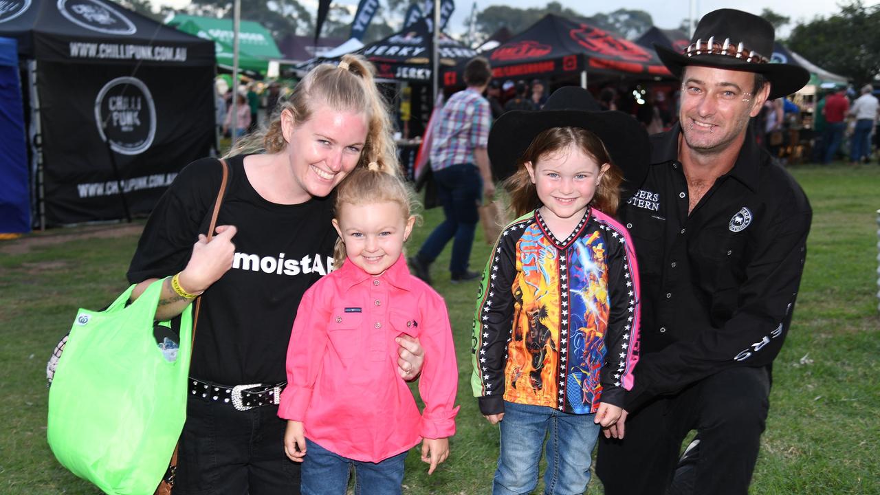 Larnie Powell, Georgie Neal, Frankie Neal and Jan Neal. Meatstock Festival at the Toowoomba showgrounds. April 2022