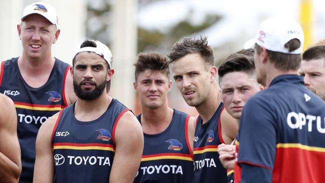 Wayne Milera (second from left) shapes as an important player the Crows will want to re-sign. Picture: Sarah Reed