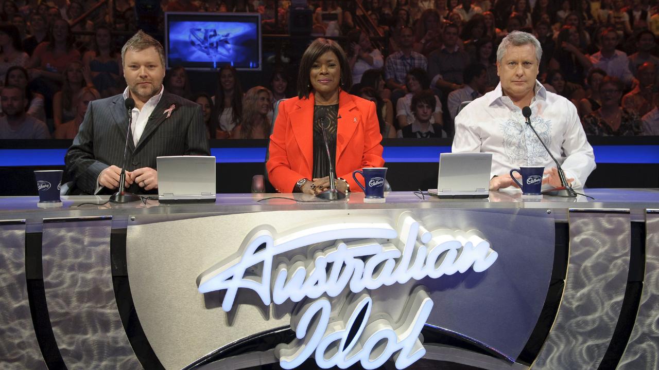 Kyle Sandilands, Marcia Hines and Ian ‘Dicko’ Dickson on the set of Australian Idol.