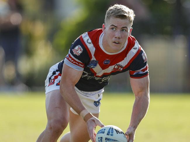 Pictured here in SG Ball in 2022, Tyler Moriarty came through the club's Central Coast Roosters program. Picture: Bryden Sharp