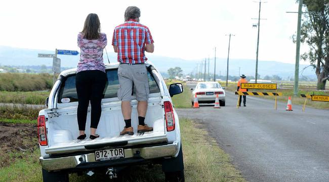 STAR SPOTTING: The main road from Gatton to Tenthill, Tenthill Creek Rd, was closed for the making of a movie starring Dwayne ‘The Rock’ Johnson yesterday. Picture: Sarah Harvey