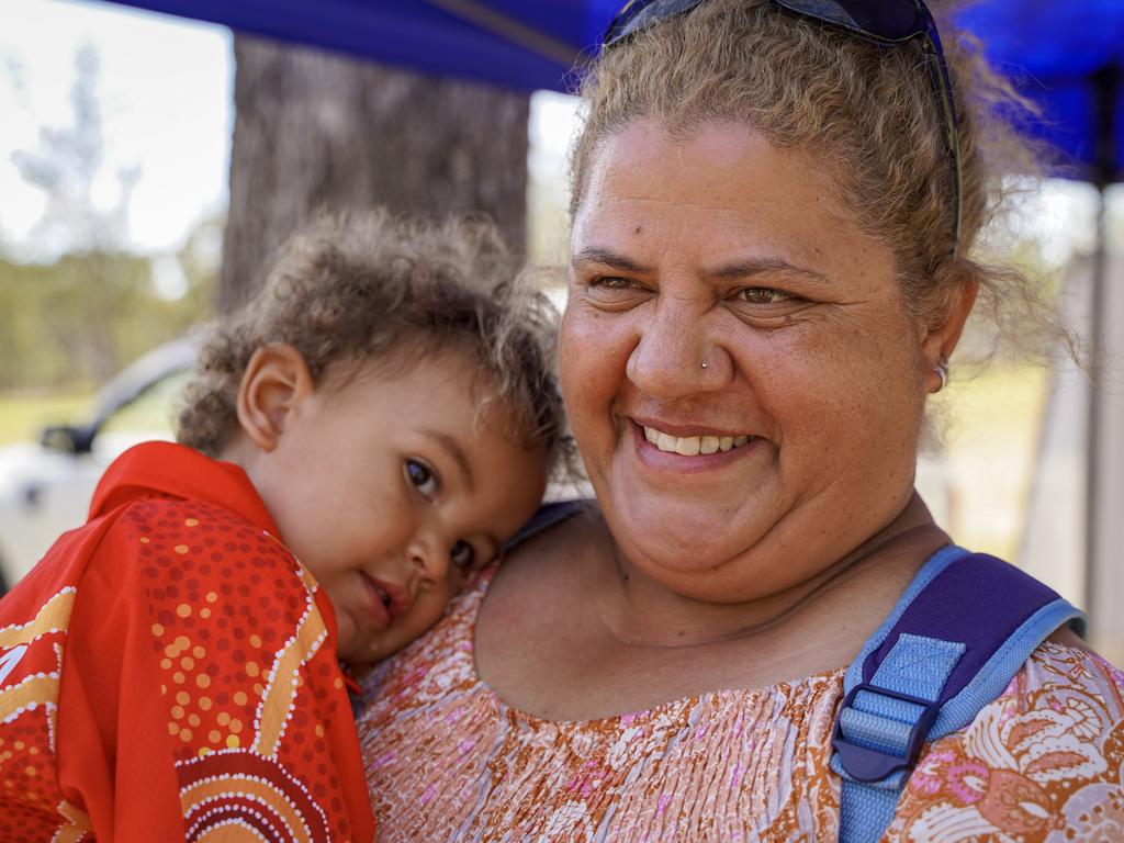 Wyatt Ball, 1, of Coppabella, with aunt Nikki Baggow, of Homebush at the 40th birthday celebrations of Coppabella State School. Picture: Heidi Petith