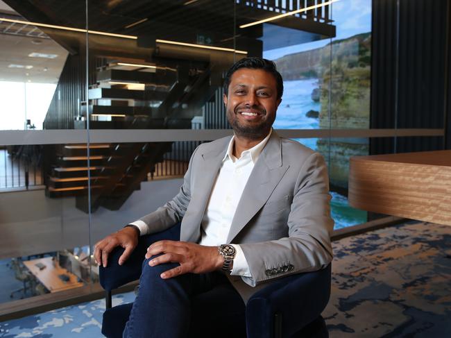 Robin Khuda, AirTrunk Founder and CEO, photographed at their headquarters in Sydney in September 2024 after the company was acquired for $24bn by Blackstone. Picture: Britta Campion / The Australian