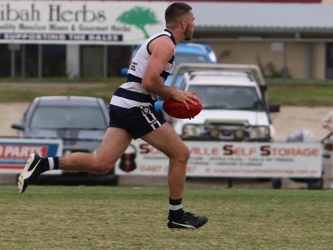 Ryan Bastinac on the move for Pearcedale on Saturday. Picture: Doug Farr