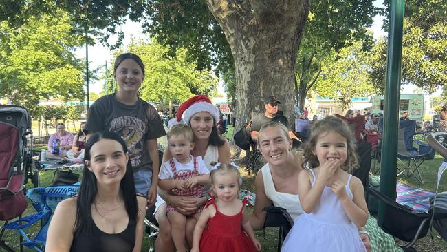 The Kohen, Calder and Rodriguez families enjoying the 2024 Shepparton Christmas Carols. Picture: Oscar Jaeger