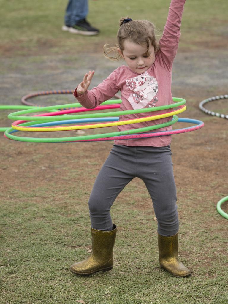 Isabelle Pascoe as a go in a Hellly Hoops session at the Toowoomba Royal Show, Saturday, April 1, 2023. Picture: Kevin Farmer