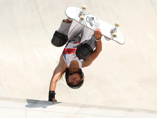 Sky Brown at Ariake Urban Sports Park on Wednesday. Picture: Getty Images