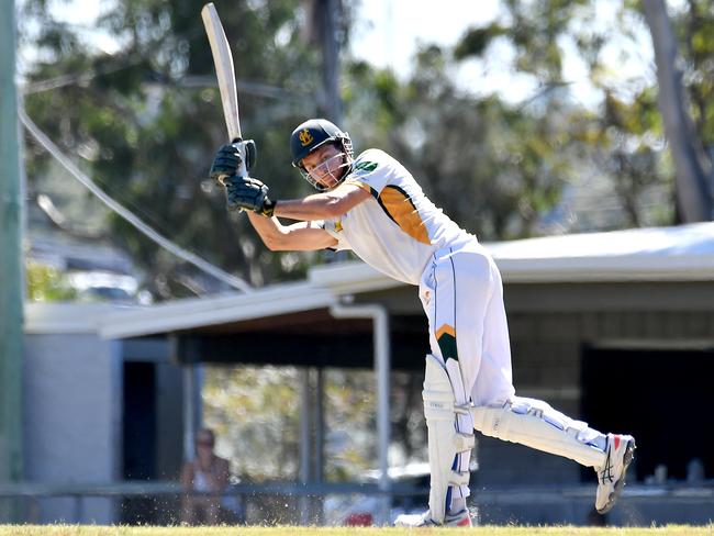 Helensvale Pacific Pines batsman Ryan Maloney Cricket started day two off in the worst way possible, getting dismissed on the very first ball of the innings. Picture John Gass