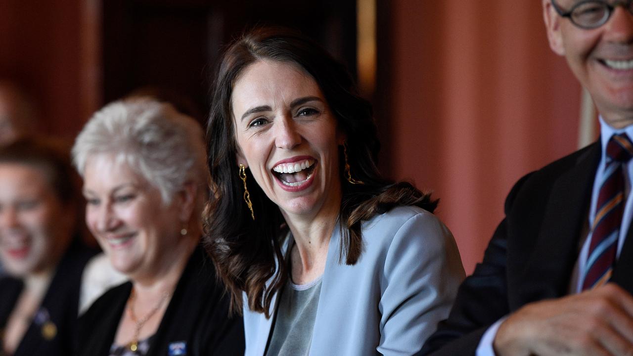 Jacinda Ardern smiles is her Admiralty House visit continues. Picture: Bianca De Marchi/AFP