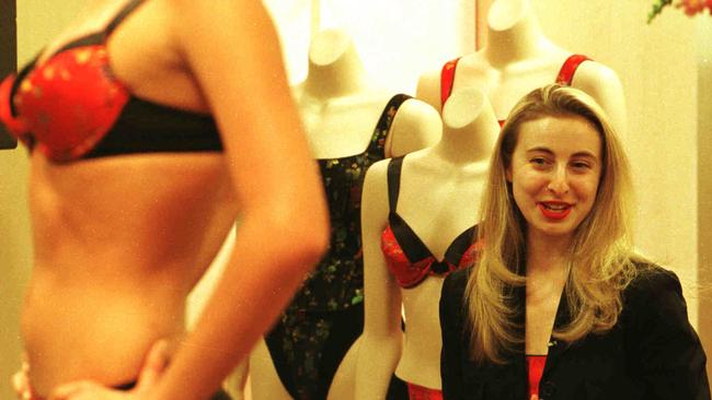 Poppy King launching her new lingerie line at Daimaru’s Gold Coast shop, September 28, 1998.