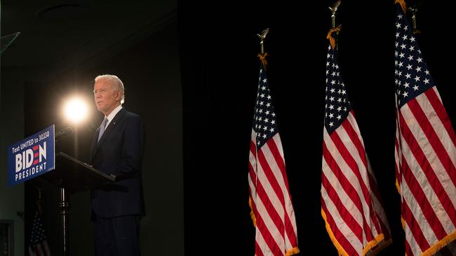 Joe Biden speaks at Delaware State University in Dover at the weekend. Picture: AFP