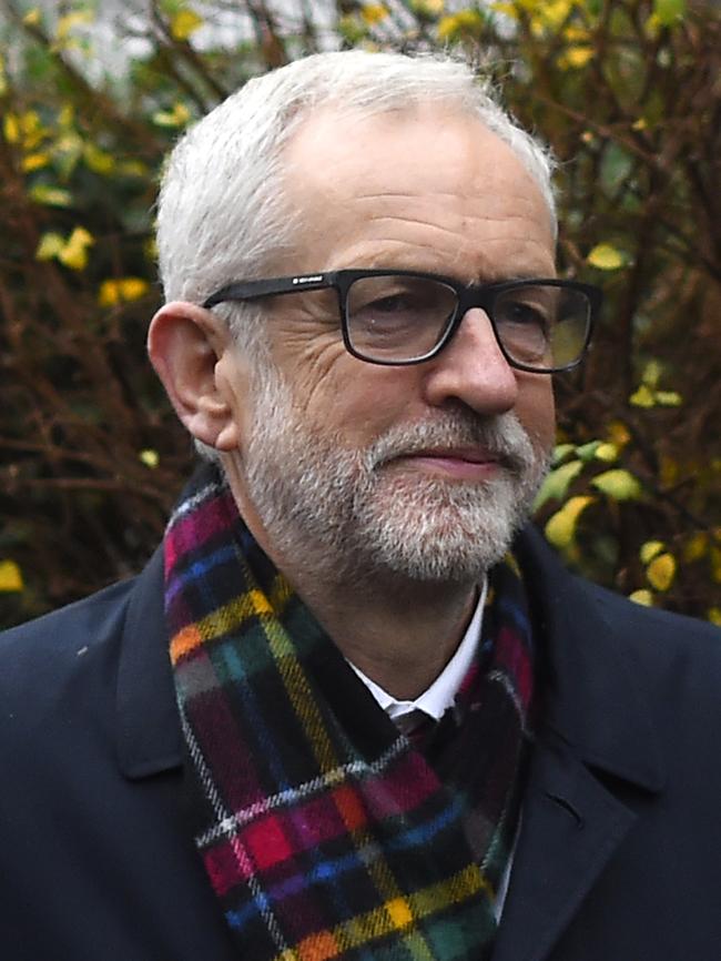 Labour leader Jeremy Corbyn outside the polling station at Pakeman Primary School, Holloway. Picture: Getty