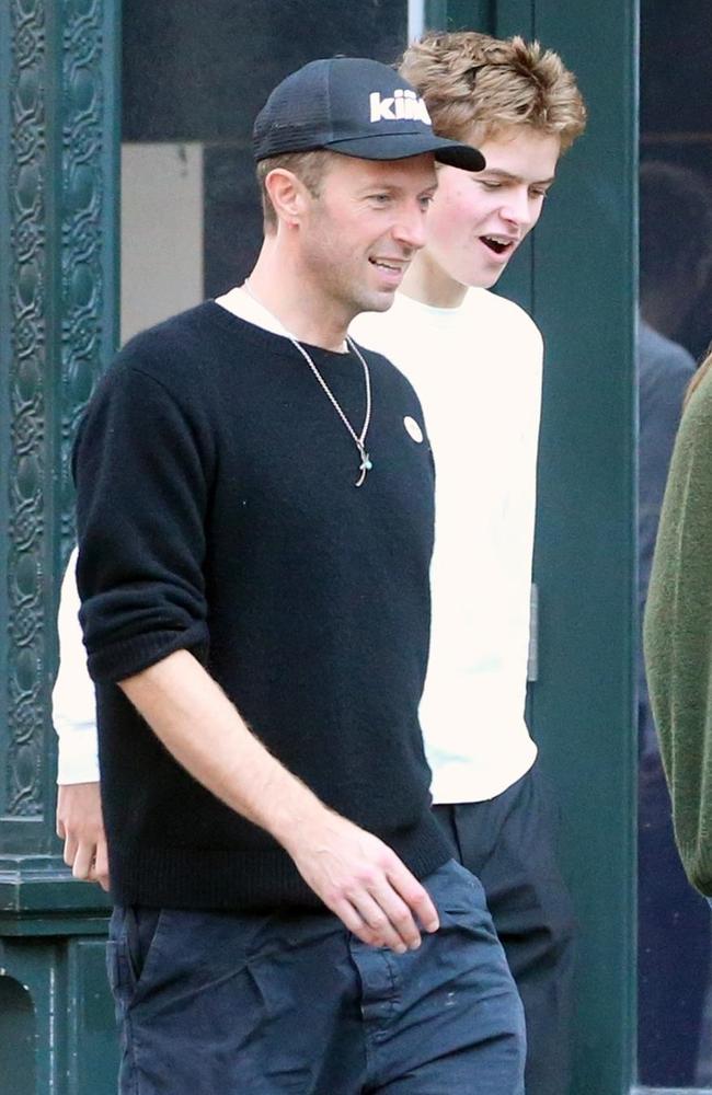 Father and son spent some time together after Moses recently started college at Brown University and Chris reportedly split from longtime partner Dakota Johnson recently. Picture: Splash/Backgrid