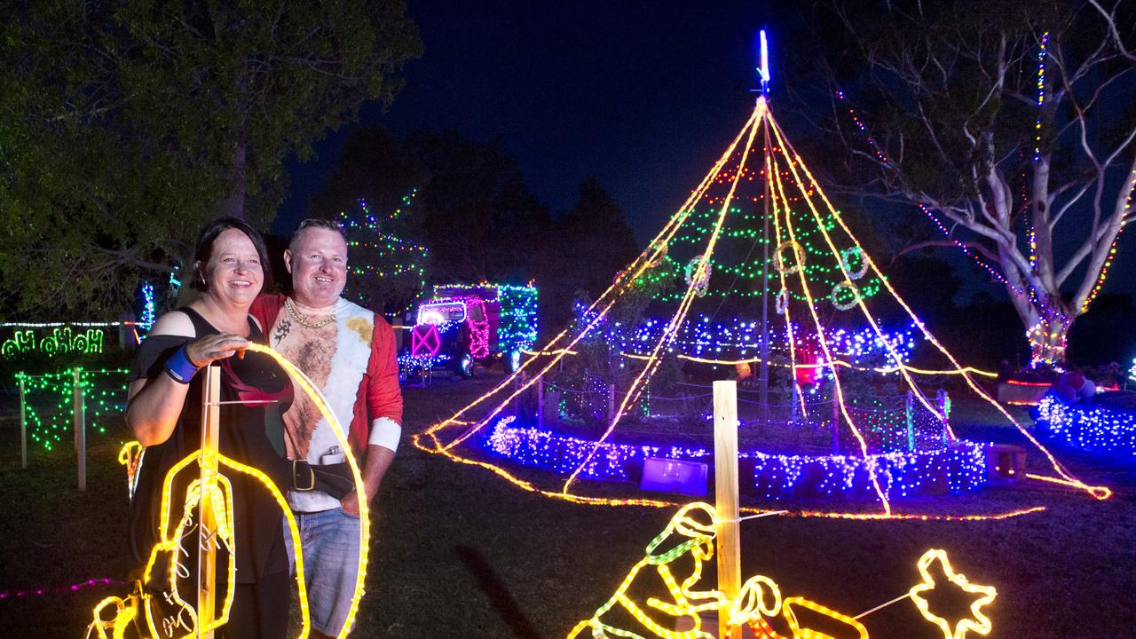 Lucinda and Dean Paynter with their Christmas lights display in Gowrie Junction. Monday, 10th Dec, 2018.