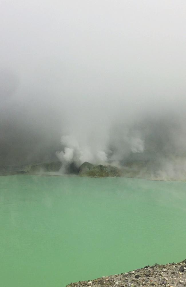 The water turned green moments before the volcano erupted. Picture: Supplied