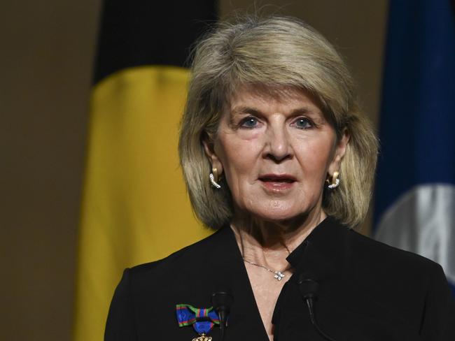 CANBERRA, Australia - NewsWire Photos - July 17, 2024: Former Australian Foreign Affairs Minister, Julie Bishop speaks at the commemoration marking 10 years since the downing of Flight MH17 will be at Parliament House in Canberra. Picture: NewsWire / Martin Ollman