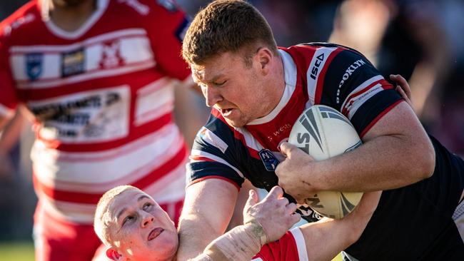 Rams prop Bailey Dickinson smashes his way through the Eagles to score a try, 11th September 2022. News Local, pictures by Julian Andrews.