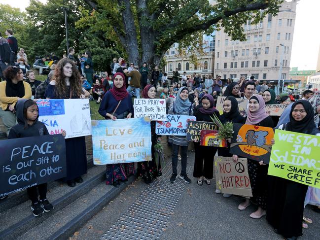 Hobart's vigil for Christchurch at Franklin Square. Picture: PATRICK GEE