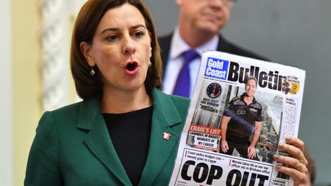 Queensland Opposition Leader Deb Frecklington during Question time. (AAP Image/Darren England)