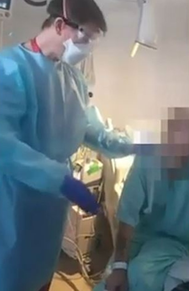 The patient is told he will die without oxygen. Picture: YouTube