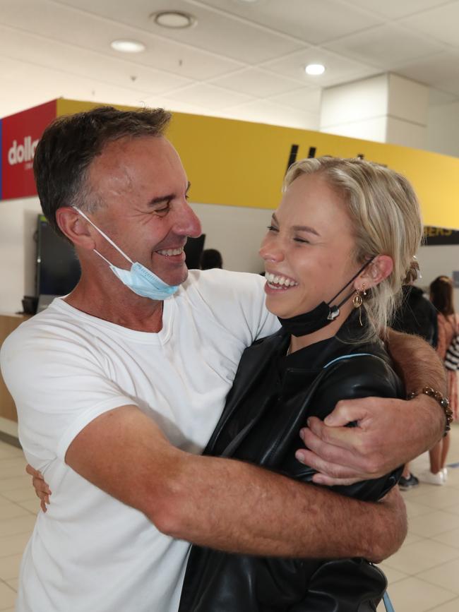 Father and daughter Anthony and Isla Stanich reunited. Picture: Glenn Hampson