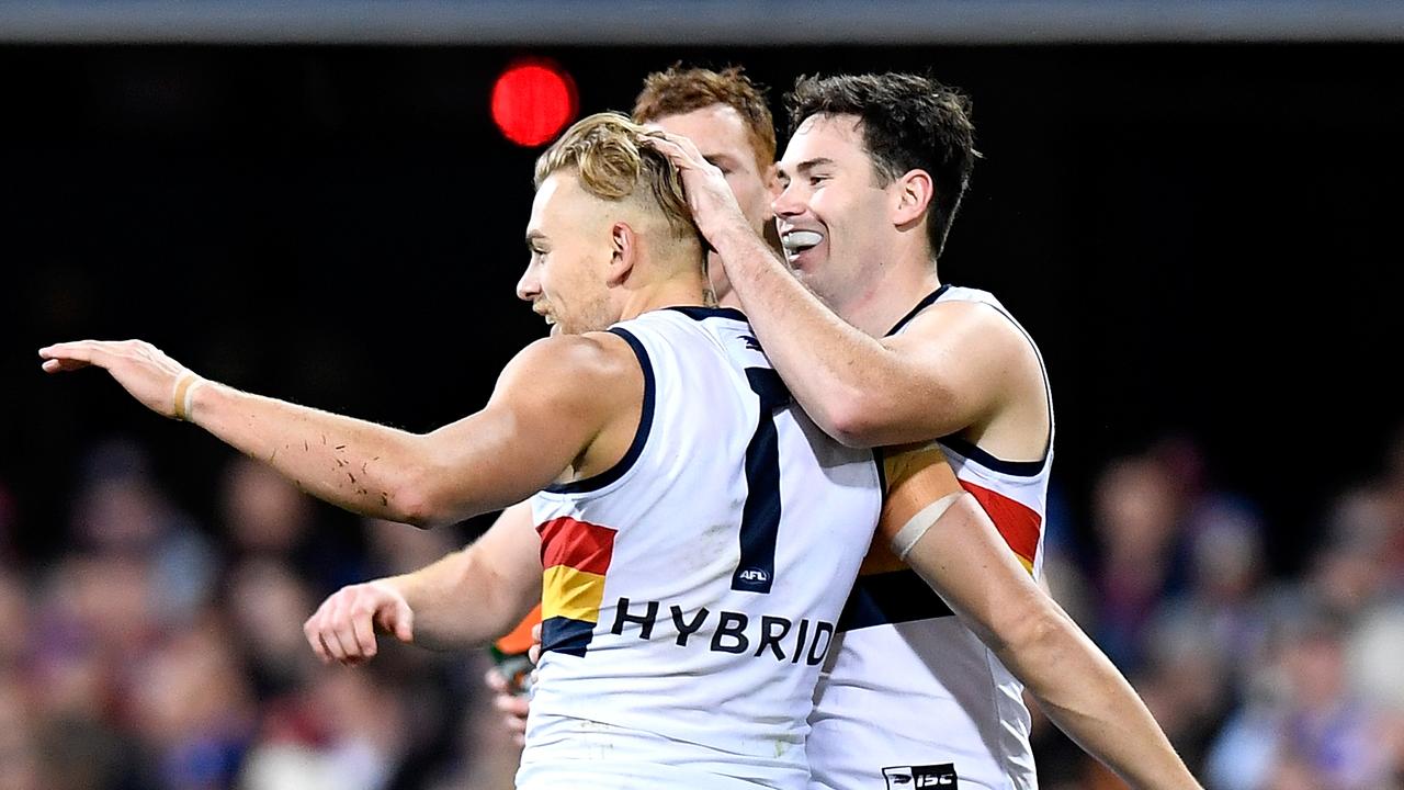 Hugh Greenwood celebrates one of his four goals at the Gabba.
