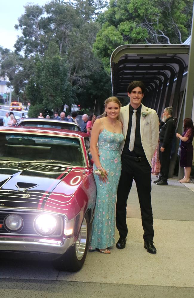 St John's College year 12 students arrive in style for their 2023 formal.