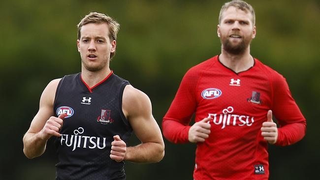 Darcy Parish, left, scored 120 points on return. Picture: Daniel Pockett/Getty Images