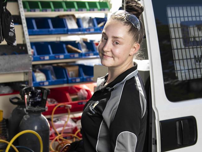 Amber Perrott-Jones is a second-year air-conditioning and refrigeration apprentice. Picture: Darren Leigh Roberts