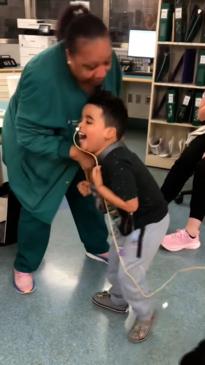 Adorable moment 6yo shares great news of heart transplant