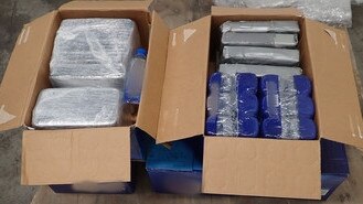 Part of a shipment of bottled water from Fiji, which concealed 50kg of cocaine.