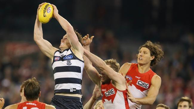 Patrick Dangerfield was superb for the Cats, but his side didn’t have enough winners on the night. Picture: Michael Klein