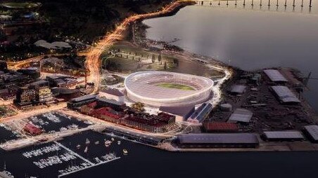 An artist’s impression of the proposed new stadium in Hobart.