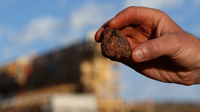 A piece of raw iron ore at the crushing facility at Fortescue’s Solomon mining hub in the Pilbara region, Western Australia. Picture: Bloomberg